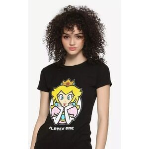 Official NINTENDO Princess Peach 100% Cotton Ladies Size L  Black T-Shirt #055